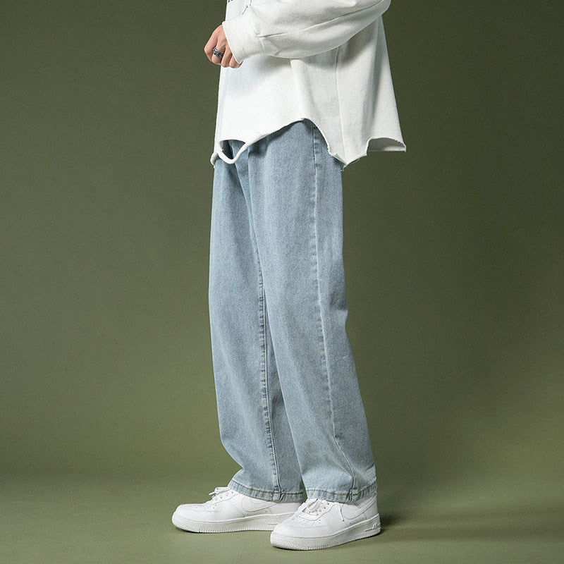 Men Jeans Straight Loose Summer Boys Casual Trousers