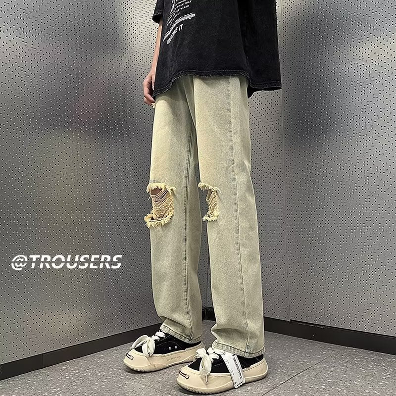 Men Jeans Ripped Jeans Men Vintage Oversize Straight Loose Pants