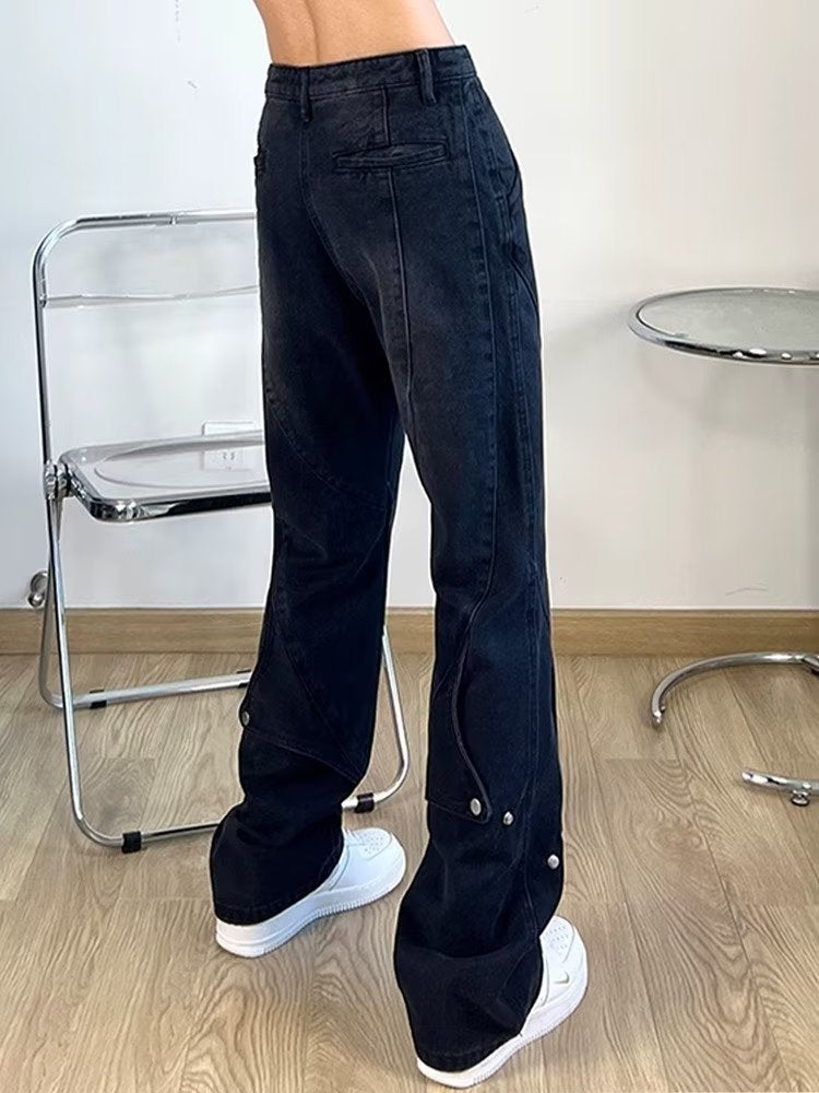 Men Jeans Button Jeans Men Straight Bootcut Pants