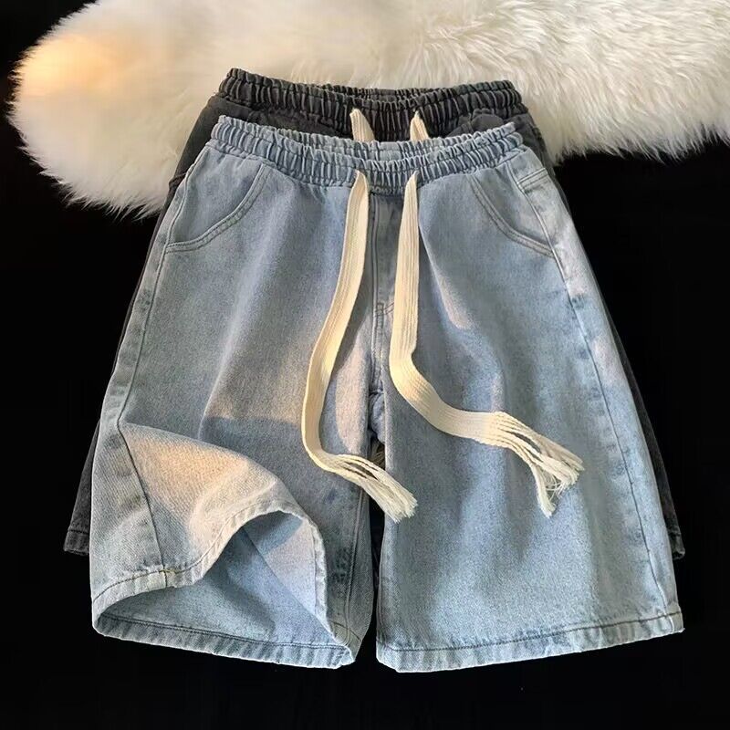 Men Jeans Denim Shorts Men's Summer Retro Loose Large Pants