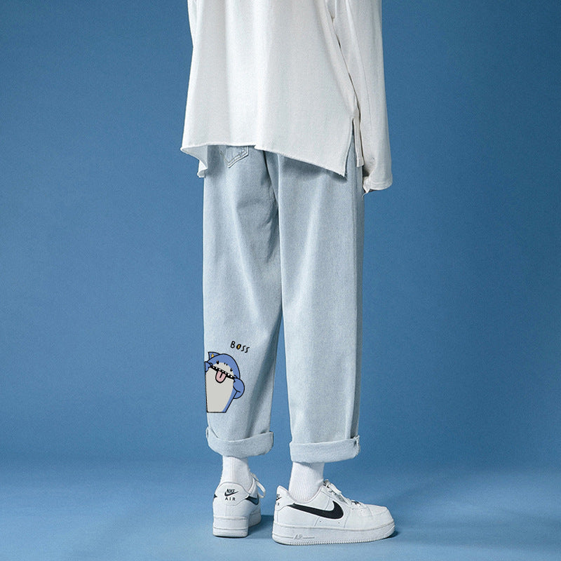 Men Jeans Summer Baggy Straight Trousers