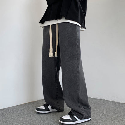 Men Jeans Baggy Straight Trousers Casual Trousers