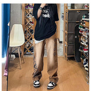 Men Jeans Vintage Brown Jeans Oversize Overalls