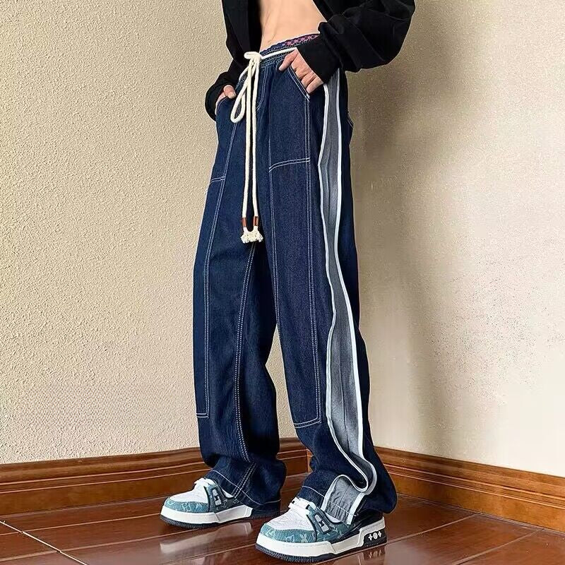 Men Jeans Autumn Loose Straight Wide Leg Pants