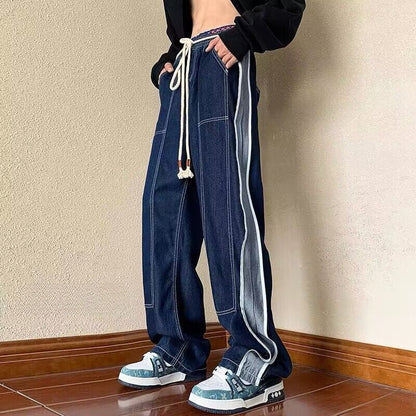 Men Jeans Autumn Loose Straight Wide Leg Pants