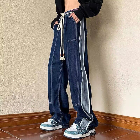 Men Jeans Autumn Loose Straight Wide Leg Pants