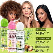 ROZINO 10-in-1 Hair Care Set - Shampoo, Conditioner & Serum (100ml) with Keratin & Jojoba Oil