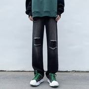 Men Jeans Ripped Jeans Men's Summer Retro Men's Black Trousers Loose Straight