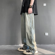 Men Jeans Retro Patchwork Jeans Men's Summer Straight-Leg Trousers