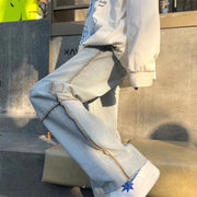 Men Jeans Casual Trousers Spring and Autumn Straight-Leg Pants