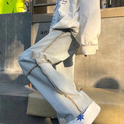 Men Jeans Casual Trousers Spring and Autumn Straight-Leg Pants