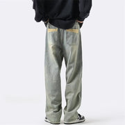 Men Jeans Spring Retro Straight-Leg Pants