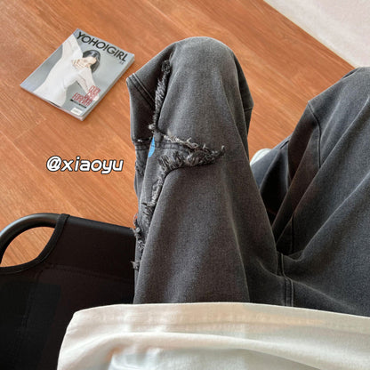 Men Jeans Light Blue XINGX Jeans Straight Wide Leg Casual Pants