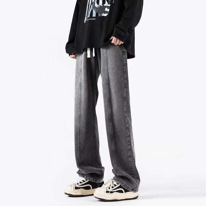 Men Jeans Retro Washed Jeans Spring Oversize Loose Straight Trousers