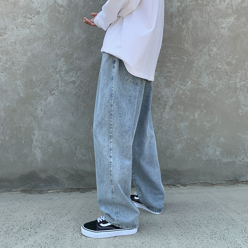 Men Jeans Loose Straight Wide Leg Pants