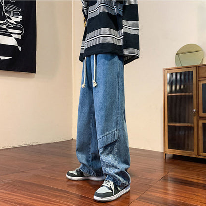 Men Jeans Cargo Jeans Men's Spring and Autumn plus Size Straight Loose Trousers