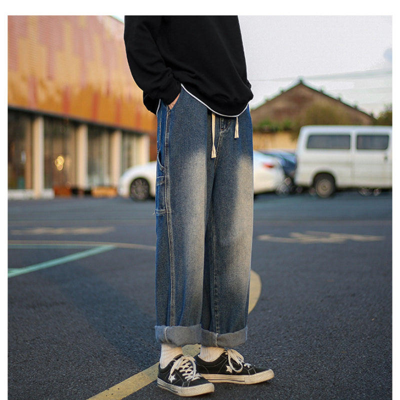 Men Jeans Washed Cargo Pants