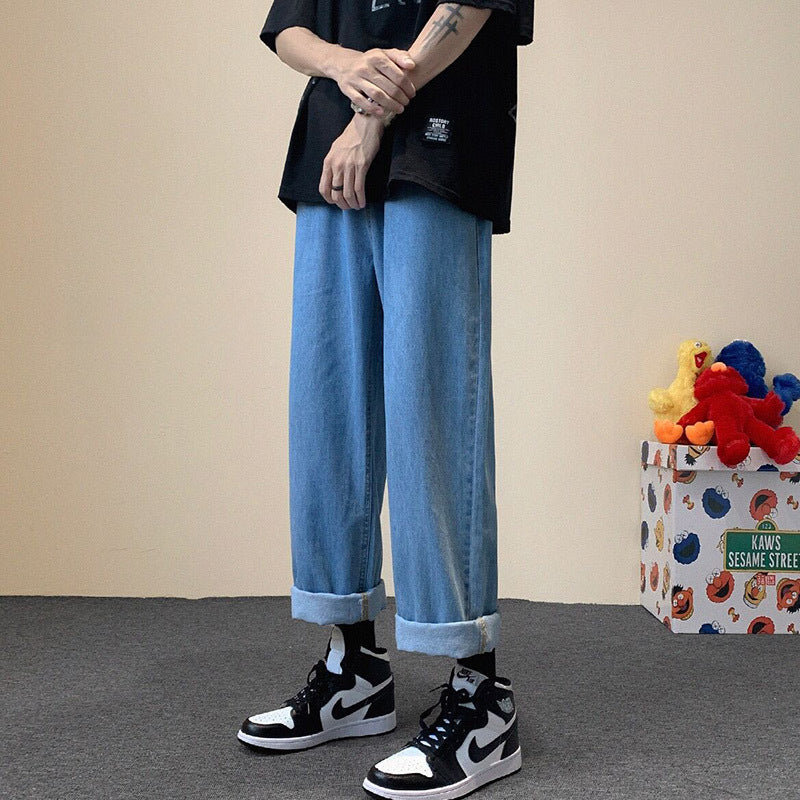 Men Jeans Fall Loose Straight Trousers