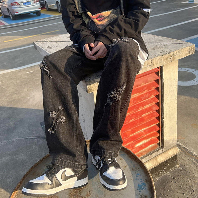 Men Jeans Spring and Autumn Jeans Loose Straight Trousers