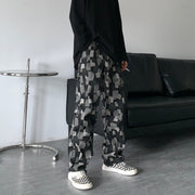 Men Jeans Straight Wide-Leg Pants Casual Loose Hip Hop Washed Denim Trousers