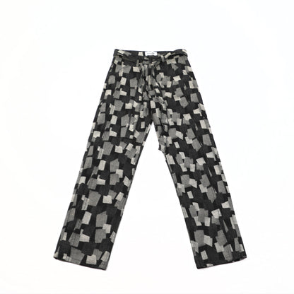 Men Jeans Straight Wide-Leg Pants Casual Loose Washed-out Denim Trousers