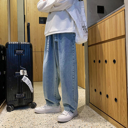 Men Jeans Loose and Simple Straight-Leg Pants