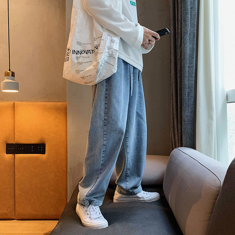 Men Jeans Loose and Simple Straight-Leg Pants