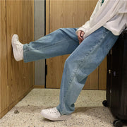 Men Jeans Loose and Simple Straight-Leg Pants