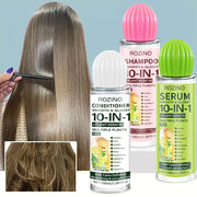 ROZINO 10-in-1 Hair Care Set - Shampoo, Conditioner & Serum (100ml) with Keratin & Jojoba Oil