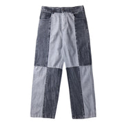 Men Jeans Washed Old Baggy Straight Trousers Tie-Dye Denim Trousers