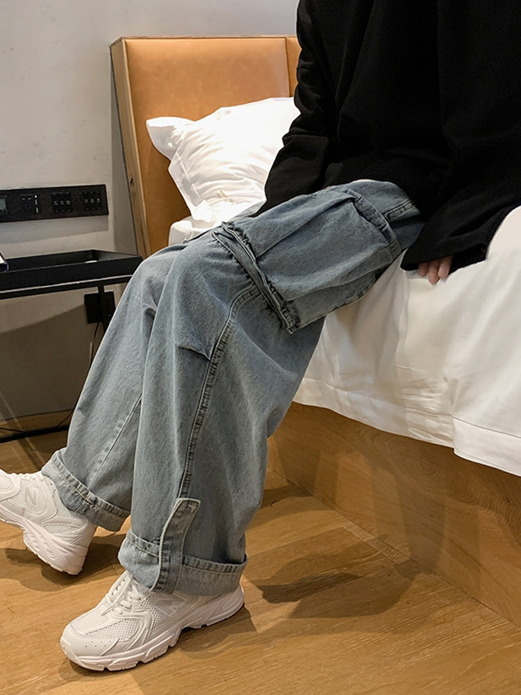 Men Jeans Wide Leg Jeans Men Straight Loose Trousers