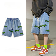 Men Jeans Shorts Summer Loose Casual Pants Retro Cropped Pants