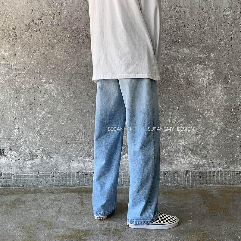 Men Jeans Spring and Autumn Jeans Straight-Leg Trousers