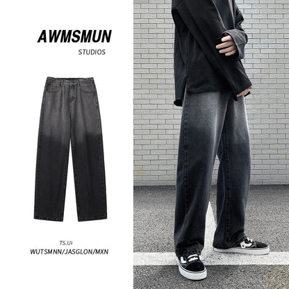 Men Jeans Spring and Autumn Jeans Straight-Leg Trousers
