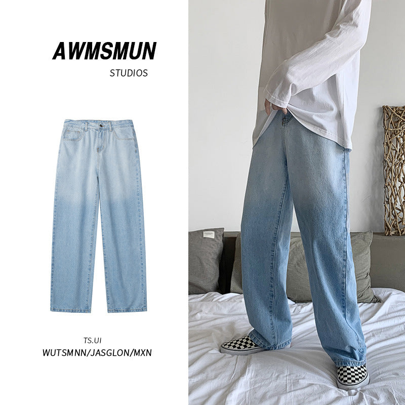 Men Jeans Spring and Autumn Jeans Straight-Leg Trousers