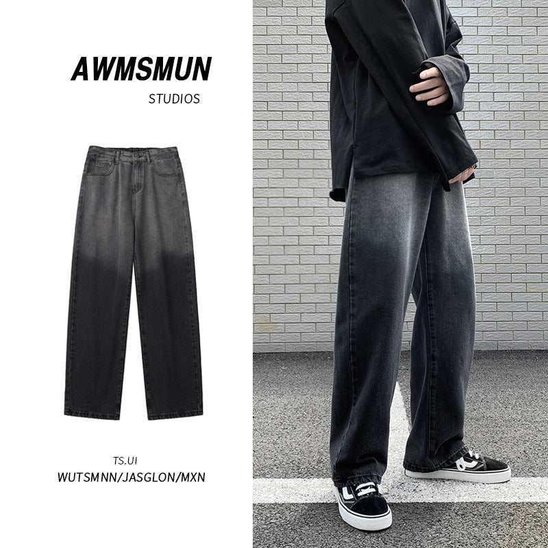 Men Jeans Spring and Autumn Jeans Straight-Leg Trousers