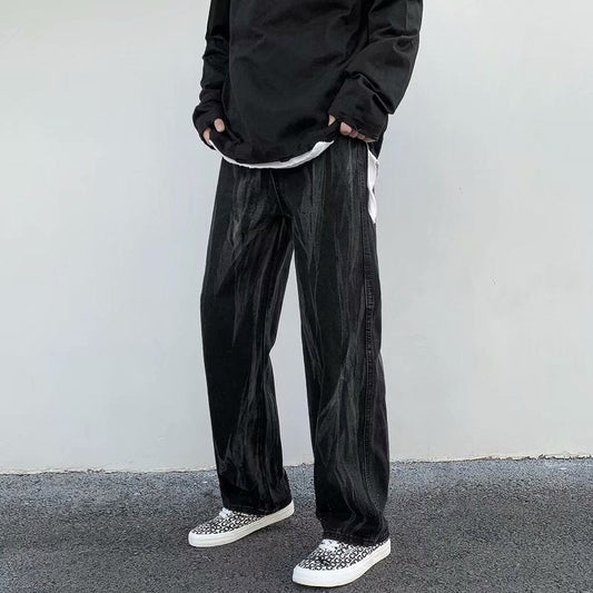 Men Jeans Loose Straight Straight-Leg Wide-Leg Pants