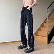 Men Jeans Tie-Dyed Jeans Slim-Fitting Straight Pants