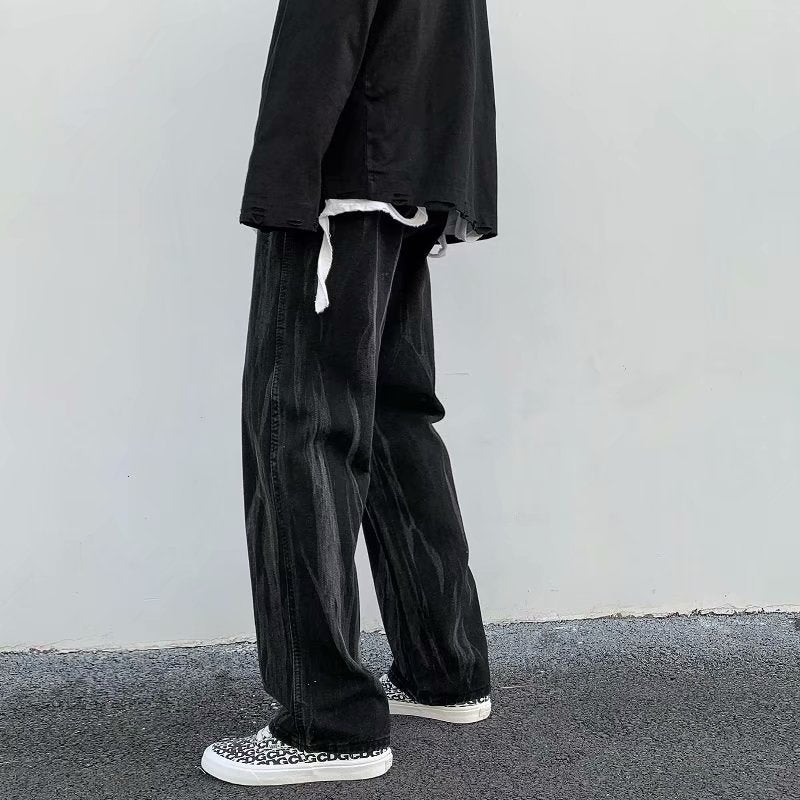 Men Jeans Loose Straight Straight-Leg Wide-Leg Pants