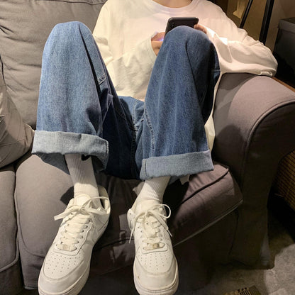 Men Jeans Straight Loose Retro Casual Pants