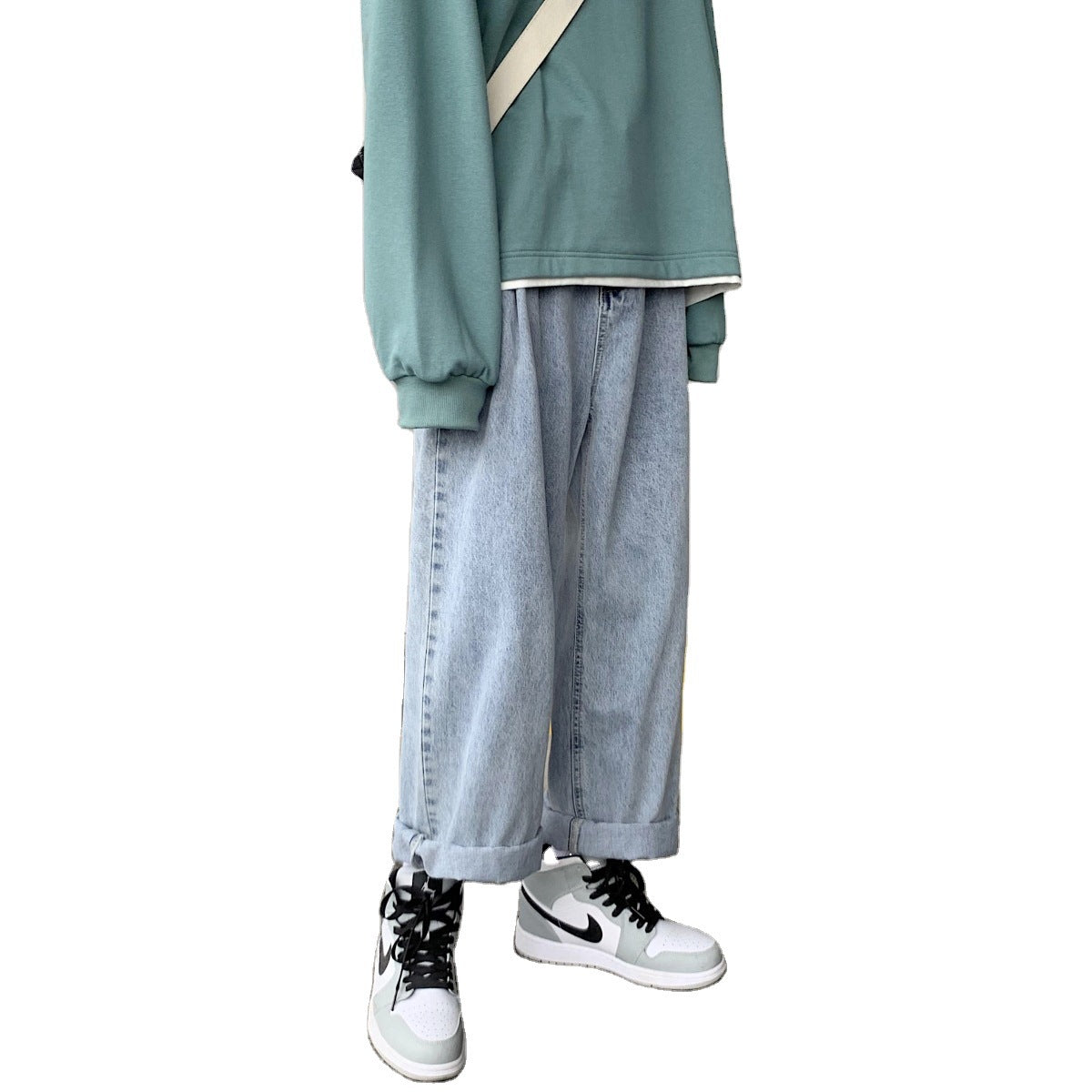 Men Jeans Straight Loose Retro Casual Pants