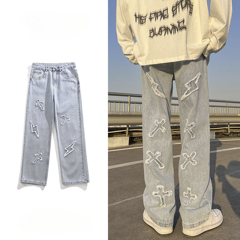 Men Jeans Spring and Autumn Jeans Loose Straight Trousers