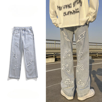 Men Jeans Spring and Autumn Jeans Loose Straight Trousers