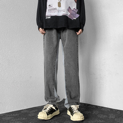 Men Jeans Retro Straight-Leg Pants Wide Leg Trousers