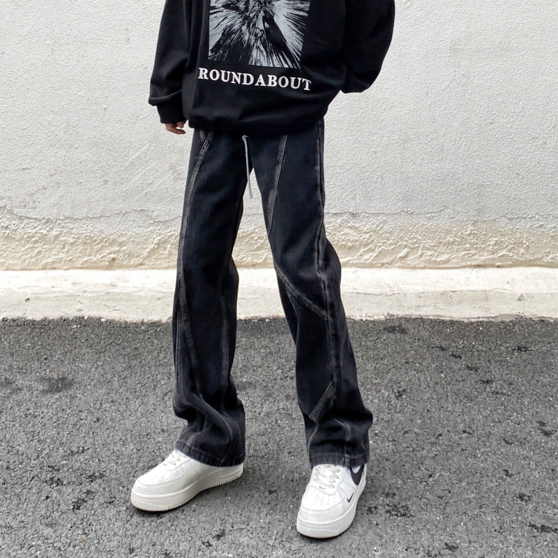 Men Jeans Vintage Jeans Straight Loose Pants