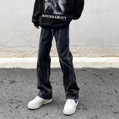 Men Jeans Vintage Jeans Straight Loose Pants