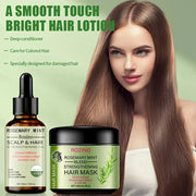 ROZINO Organic Rosemary Hair Mask & Mint Oil Set - Deep Conditioning Treatment for Dry, Damaged Hair with Biotin