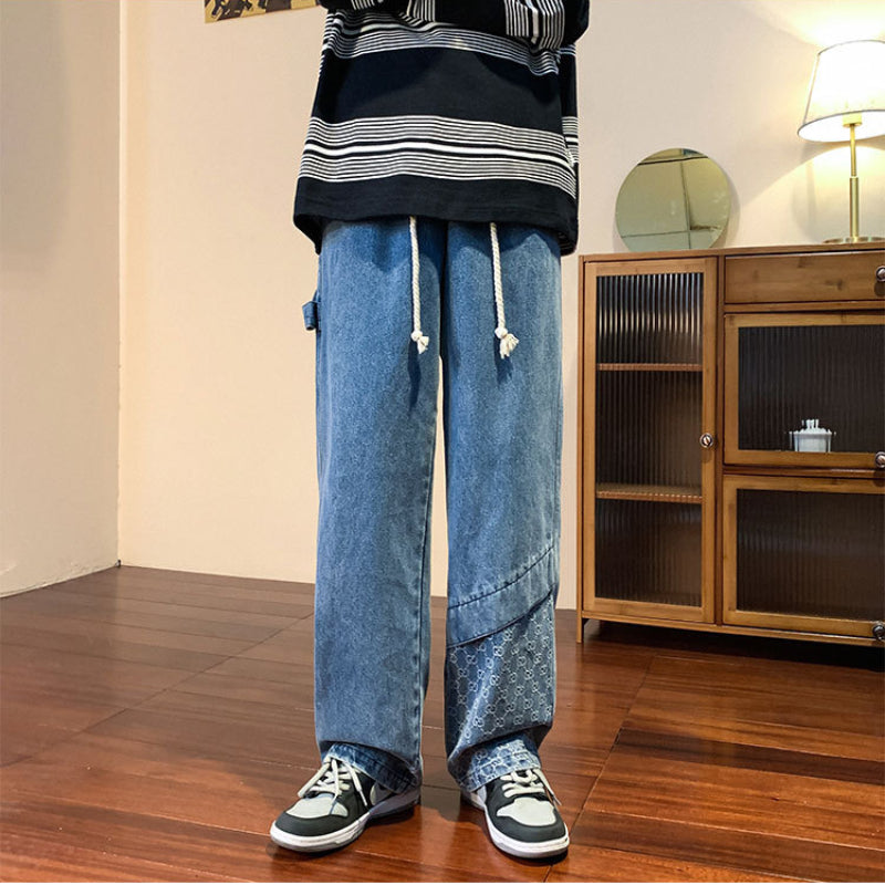 Men Jeans Cargo Jeans Men's Spring and Autumn plus Size Straight Loose Trousers