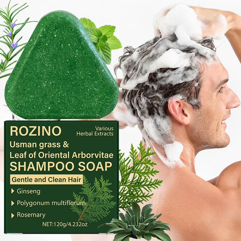 ROZINO Herbal Shampoo Bar with Usman Grass, Ginseng & Rosemary for Thinning Hair