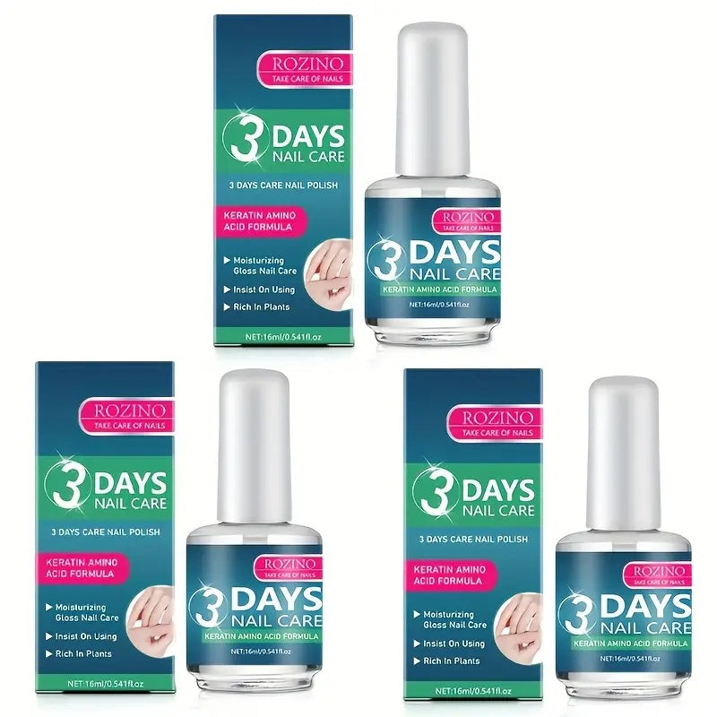 ROZINO 3-Day Nail Care Treatment - Keratin & Amino Acid Formula (3 Pack, 16ml)